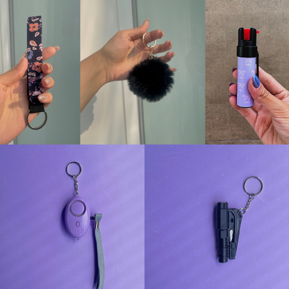 Kit Defense (Gas Pimienta Uv + Alarma de Emergencia/Linterna Led y Herramienta de Escape 3 en 1)